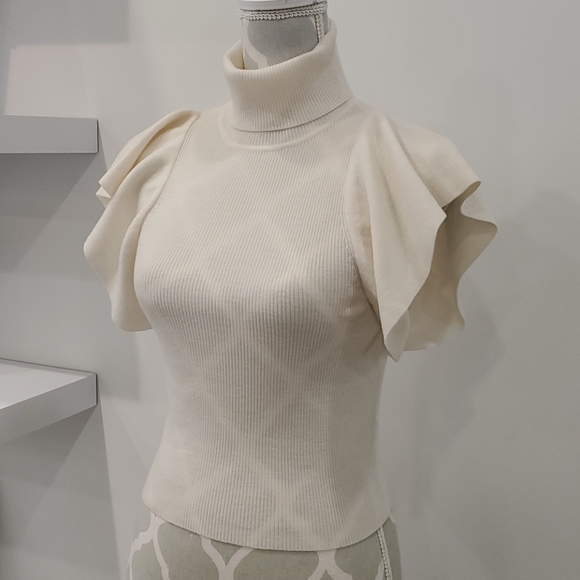 A.L.C. Jae Turtle Neck Top with Flutter Sleeves - Picture 8 of 9